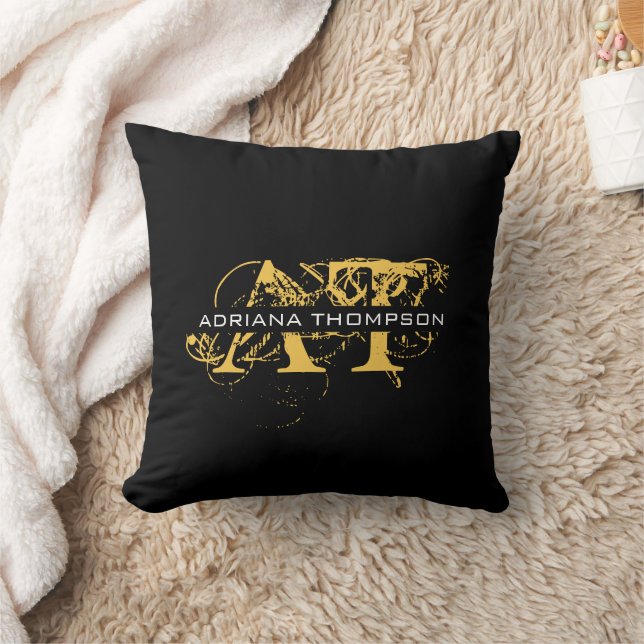 Modern Distress Black & Guld Monogrammed Kudde (Filt)