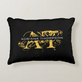 Modern Distress Black & Guld Monogrammed Prydnadskudde