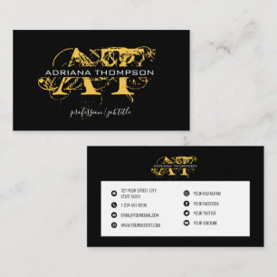 Modern Distress Black Guld Social Visitkort