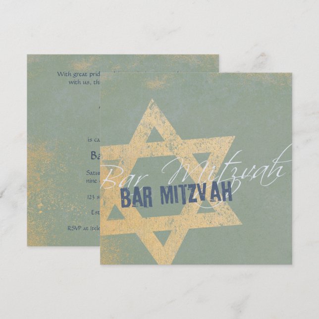 Modern Distressed - Bar Mitzvah Invitation Inbjudningar (Fram/baksida)