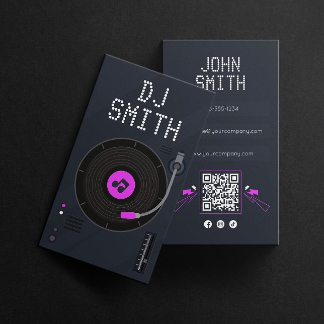 Modern DJ Sångare DJ Vinyl Deejay Musik QR-kod Visitkort (Skapare uppladdad)
