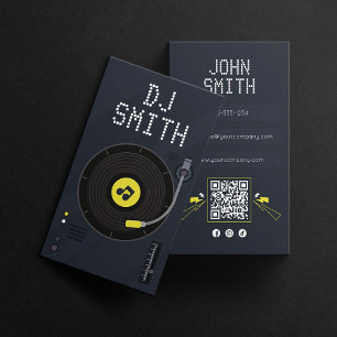 Modern DJ Sångare DJ Vinyl DJ Musik QR-kod Visitkort