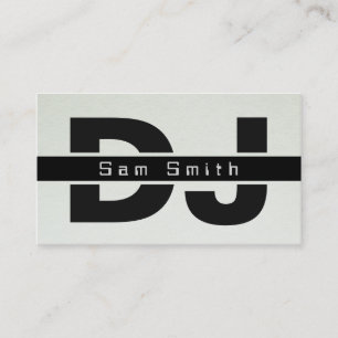 Modern DJ svart monogram vit papper bakgrund Visitkort