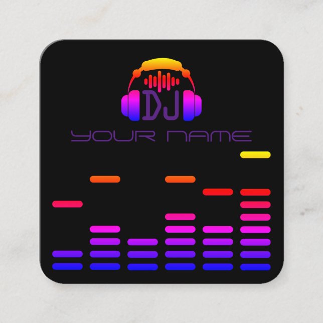Modern DJ utformar svart diskostil Fyrkantigt Visitkort (Framsida)