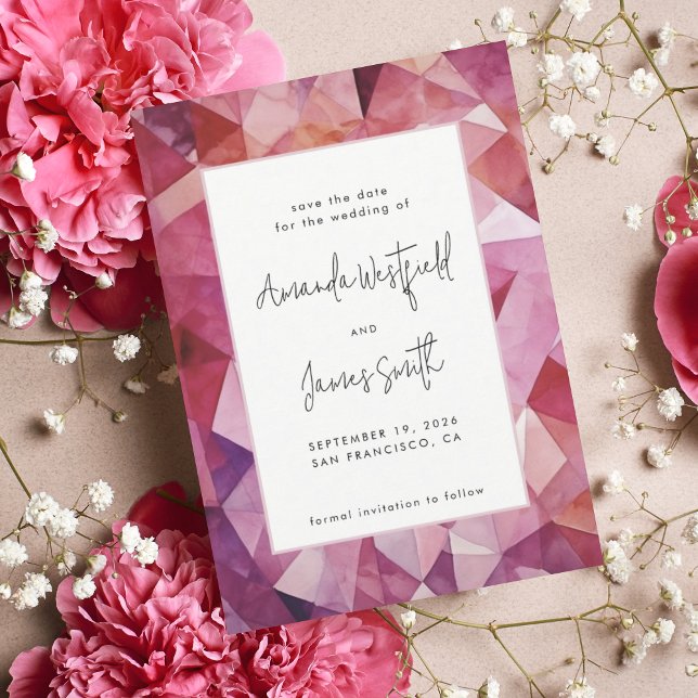 Modern djärv Abstrakt Magenta Bröllop Spara Datumet (Skapare uppladdad)