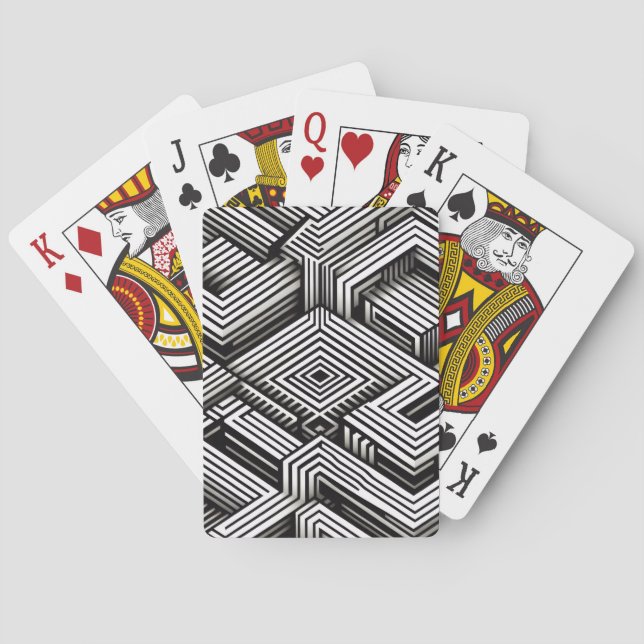 Modern djärv Abstrakt Monokrom Geometrisk Mönster Casinokort (Baksidan)