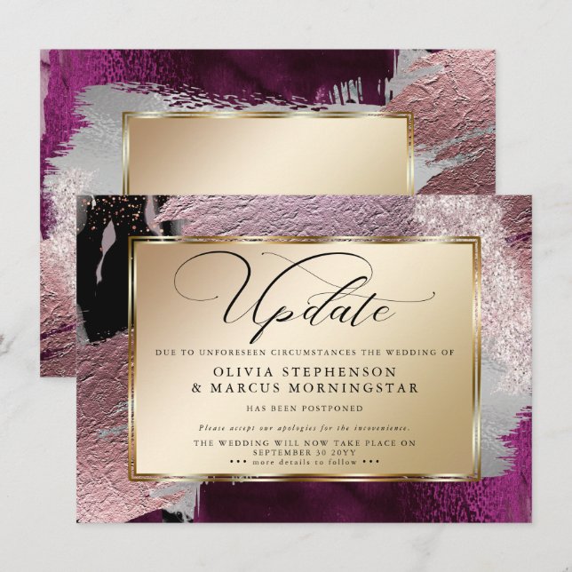 Modern Djärv Abstrakt Svartvin Förskjutning Inbjudningar (Fram/baksida)