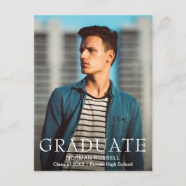 Modern, djärv, blå Boy Photo Studenten Meddelande Vykort