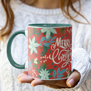 Modern djärv Blommigt God jul Mugg
