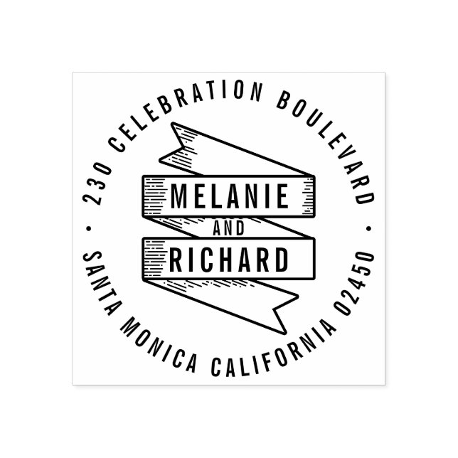 Modern djärv Bröllop-banderoll och Returadress med Stämpel (Tryck)