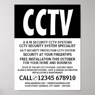 Modern, djärv, CCTV-säkerhetsreklam Poster