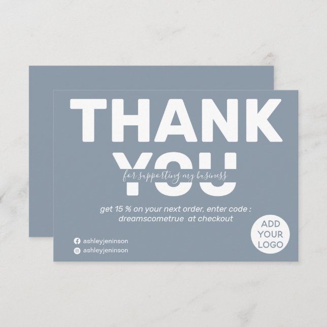 Modern djärv dammig blå order tack (Fram/baksida)