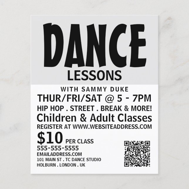 Modern djärv, Dance Lesson Reklam Flyer (Framsidan)