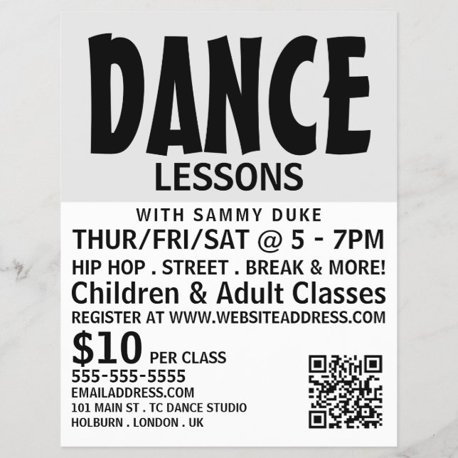 Modern djärv, Dance Lesson Reklam Flyer (Framsidan)