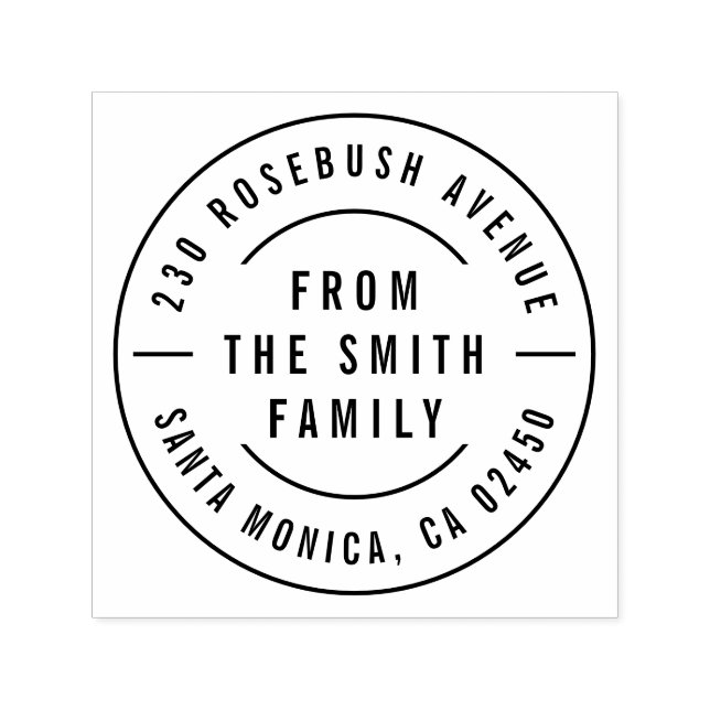 Modern djärv familj Namn och rund Returadress Självfärgande Stämpel (Design)