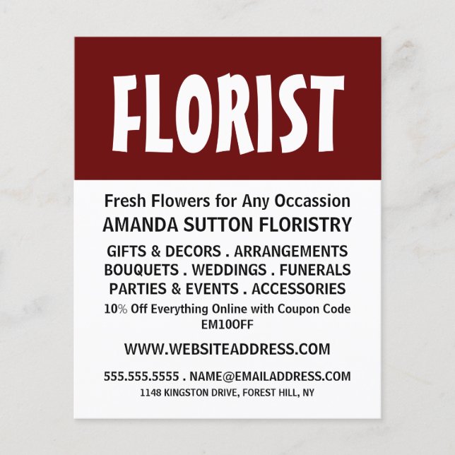 Modern djärv, Floristry Reklamflygare Flygblad (Framsidan)