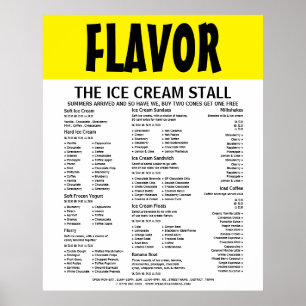 Modern djärv, Glassbar Meny Poster