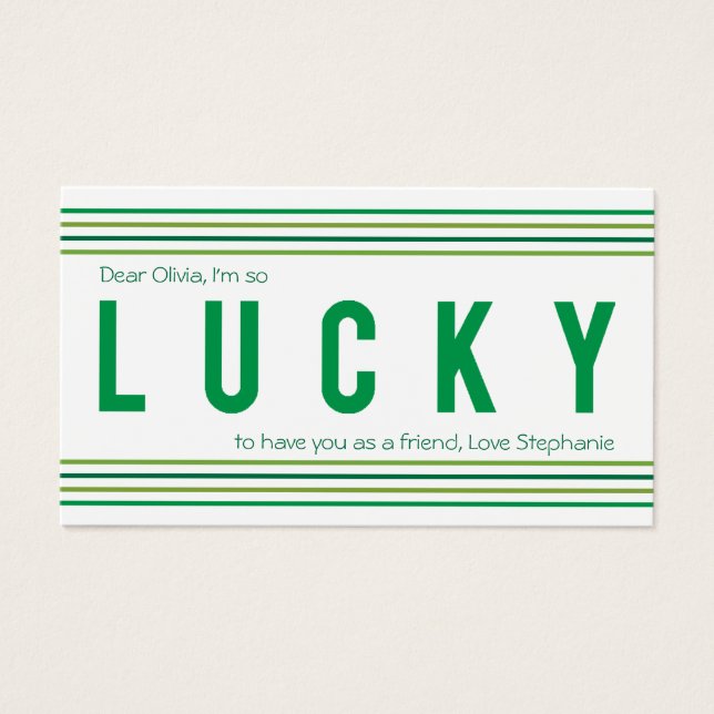 Modern djärv Grönt Lucky St. Patrick's Day Gift Mä Visitkort (Framsidan)