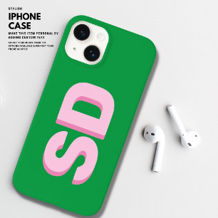 Modern djärv Grönt och Rosa Initialer Monogram