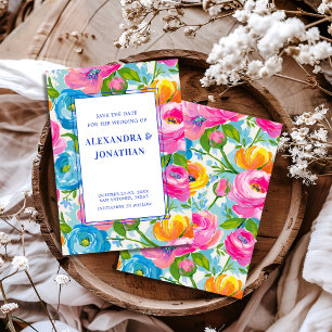 Modern Djärv Ljus Levande Blomstergalleri Bröllop Spara Datumet