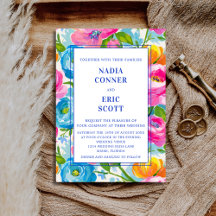 Modern Djärv Ljus Levande Blomsterglädje Bröllop