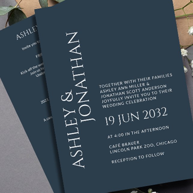 Modern Djärv & Minimalistisk Bröllop Allt-i-ett Inbjudningar (Skapare uppladdad)