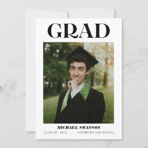 Modern djärv, minimalistisk grad-varning inbjudningar