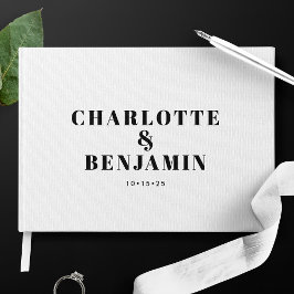 Modern djärv minimalistisk vit och svart Bröllop Gästböcker