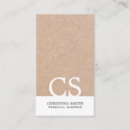 Modern djärv Monogram Kraft-tryckt vitt Lodrät Visitkort