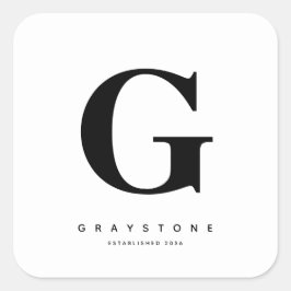 Modern djärv Monogram Namn Black & White Fyrkantigt Klistermärke