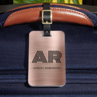 Modern djärv Monogram två - första Ro Guld Metall Bagagebricka