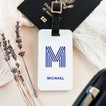 Modern djärv monogram | Valfri Färg Bagagebricka<br><div class="desc">Den här moderna och snyggt bagagetaggen har ditt monogram i ett trendig, i början av den strandade typografin i disco-stil. Bagagetaggen som den visas här har blått brev på vit bakgrund, men du kan enkelt välja vilket färg som helst för brev och bakgrunden i verktyg. En coola och färglös utseende...</div>