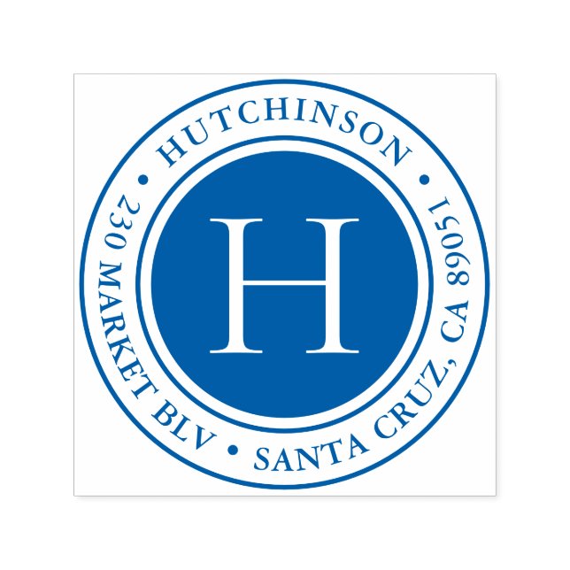 Modern djärv monogramrund Returadress Självfärgande Stämpel (Design)