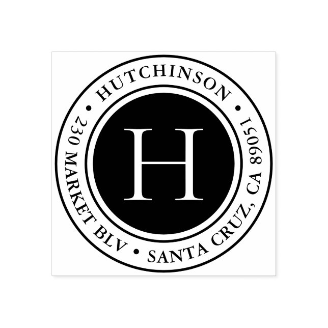 Modern djärv monogramrund Returadress Stämpel (Tryck)