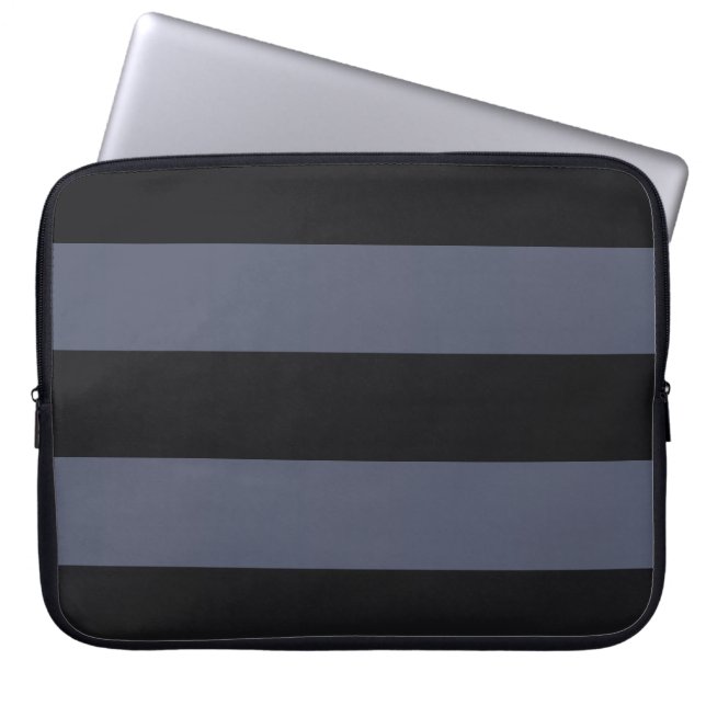 Modern djärv mörk - blått görar randig laptop sleeve (Framsidan)
