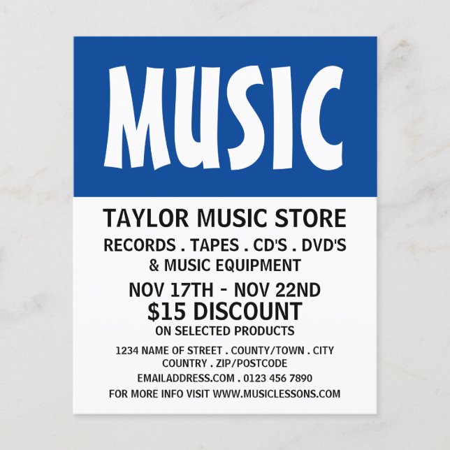 Modern djärv, Music Store-reklam Flygblad (Framsidan)