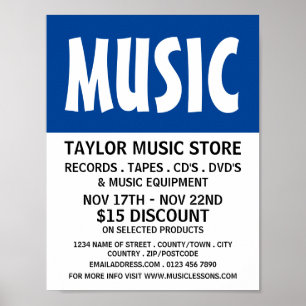 Modern djärv, Music Store-reklam Poster