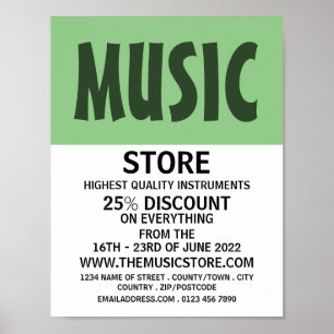Modern djärv, musikalisk instrumentbutik poster
