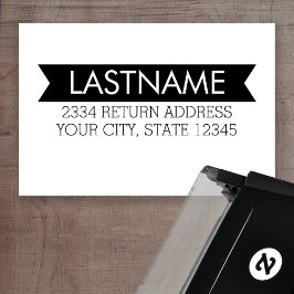 Modern djärv Namn och Returadress med banderoll Självfärgande Stämpel