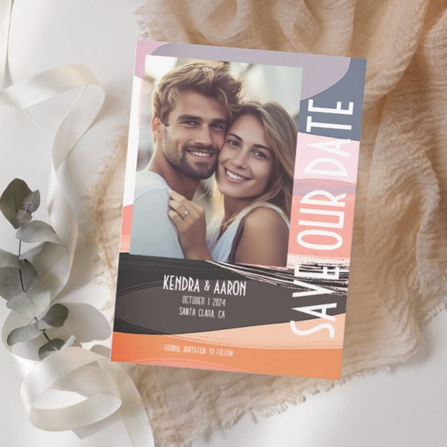 Modern djärv och Edgy Bröllop spara datum Inbjudningar (Skapare uppladdad)