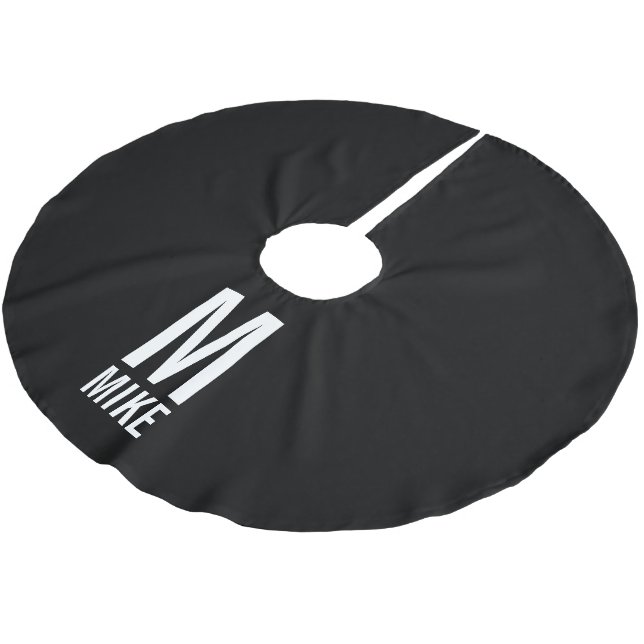 Modern djärv Personlig Monogram och Namn Julgransmatta Borstad Polyester (Vinklad)