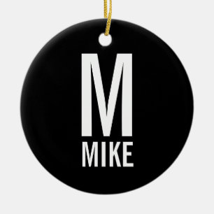 Modern djärv Personlig Monogram och Namn Julgransprydnad Keramik