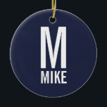 Modern djärv Personlig Monogram och Namn Julgransprydnad Keramik<br><div class="desc">Modern svart och vit,  fetstilt Monogram-design med personlig monogram och namn i modernt fet sans serif-teckensnitt stil. Perfekt som modern loft/minimalistisk heminredning i julhelgen.</div>