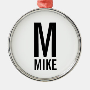 Modern djärv Personlig Monogram och Namn Julgransprydnad Metall