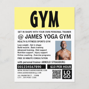 Modern djärv, personlig tränare, gym reklam flygblad
