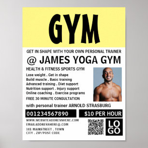 Modern djärv, personlig tränare, gym reklam poster