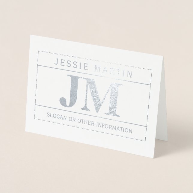 Modern djärv Professionell | Grått & Silver Blank Folierat Kort (Framsida)