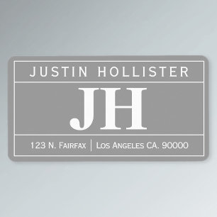 Modern djärv Professionell   Grått & vit Adressetikett