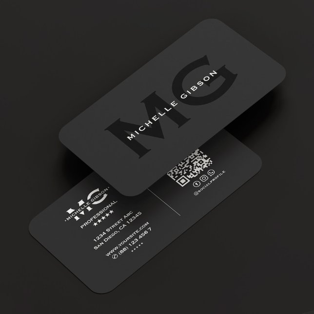 Modern djärv Professionell Monogram Black Initiale Visitkort (Modern Bold Professional Monogram Black Initials Business Card
)