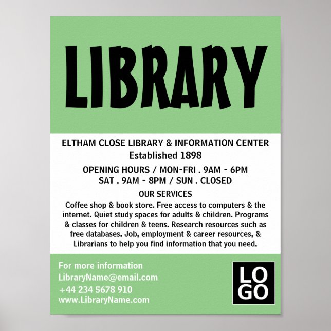 Modern djärv reklam, Bibliotek Poster (Framsidan)